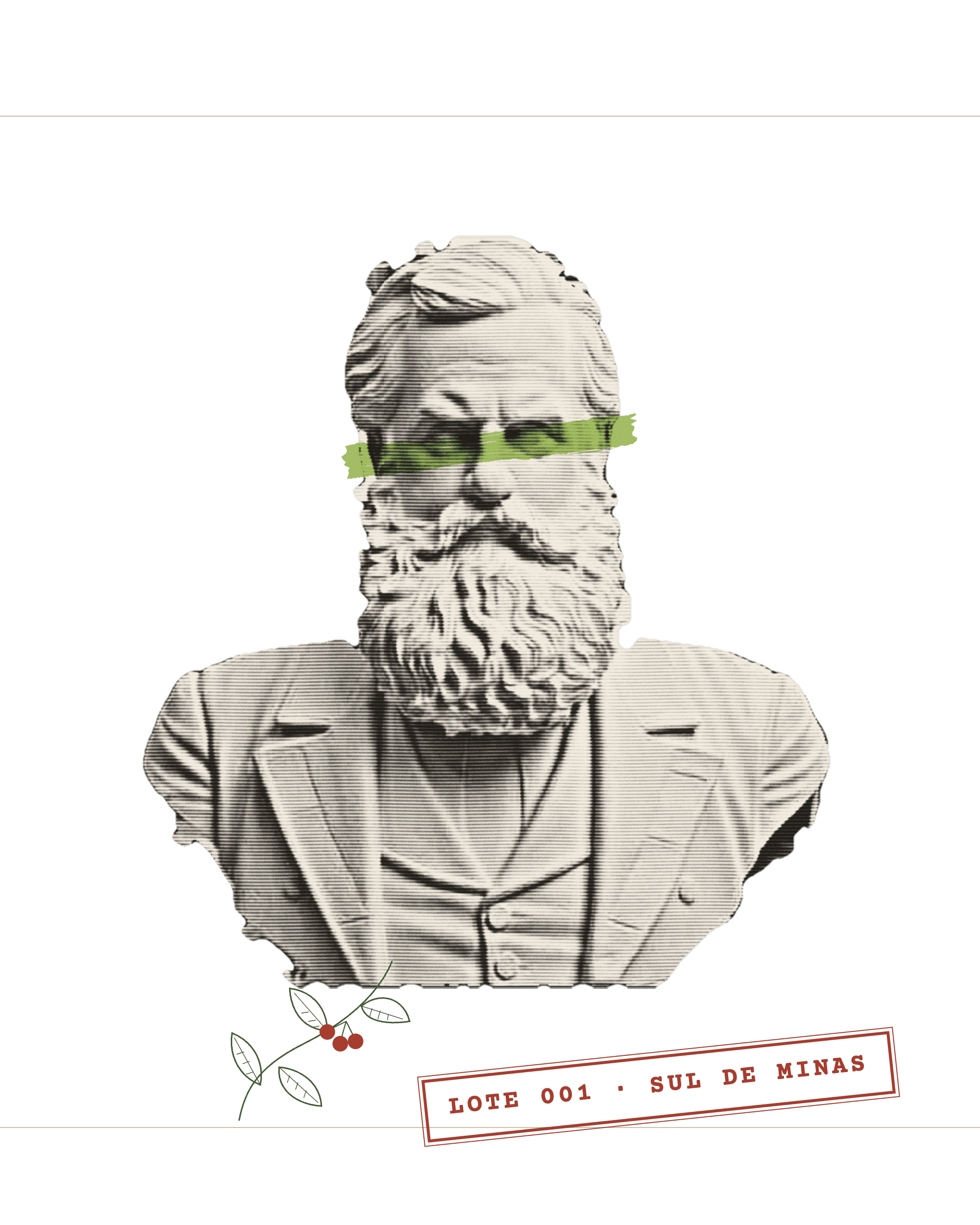 Busto de Dom Pedro II em gravura, riscado por um traço verde de marca-texto
